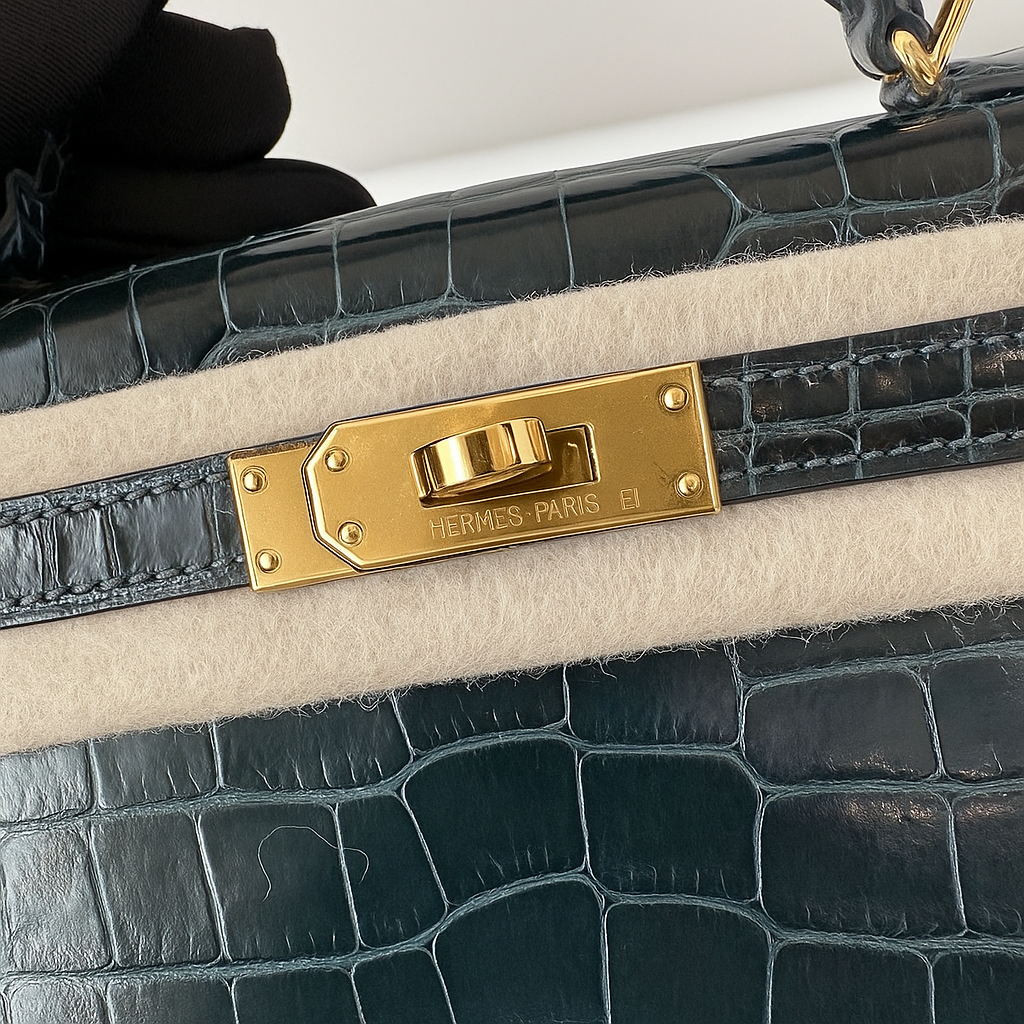 Kelly Mini 20 cm Crocodilo com Ferragens Douradas (GHW)