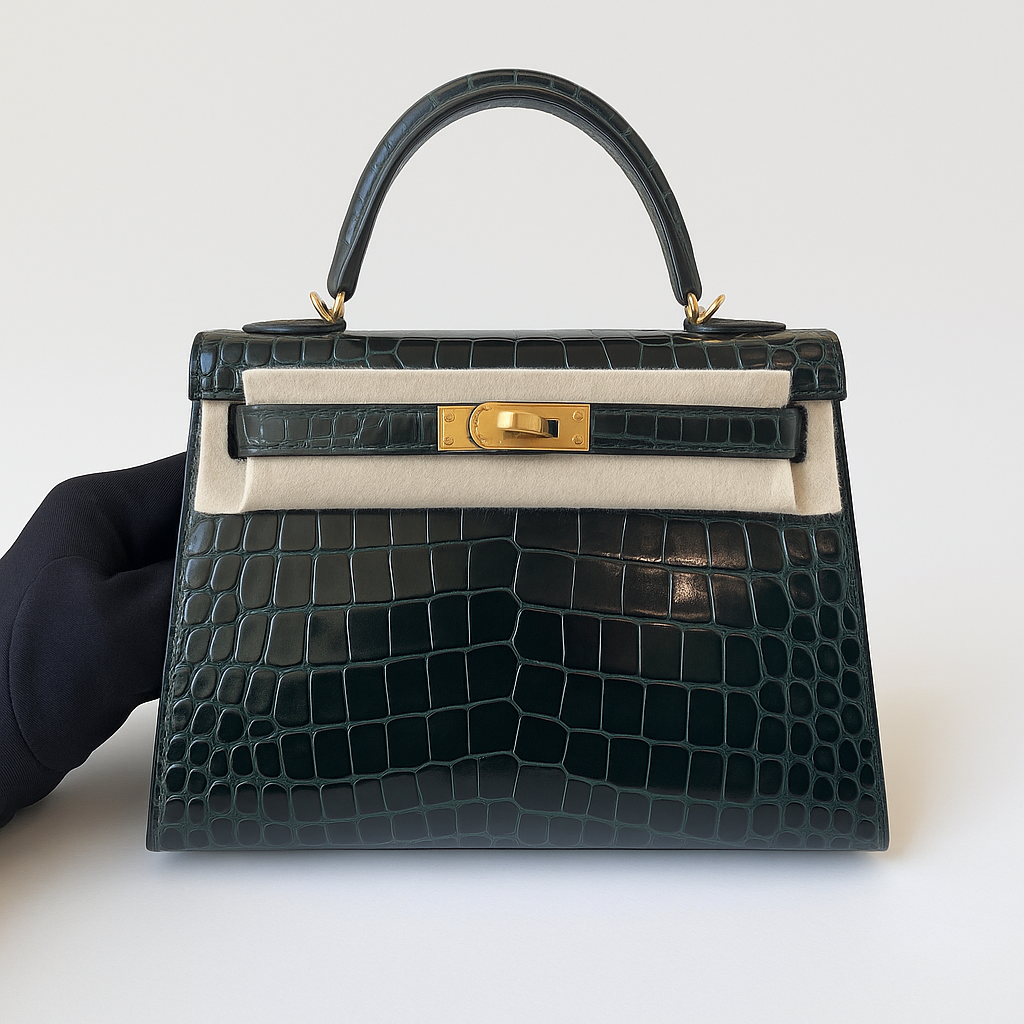 Kelly Mini 20 cm Crocodilo com Ferragens Douradas (GHW)