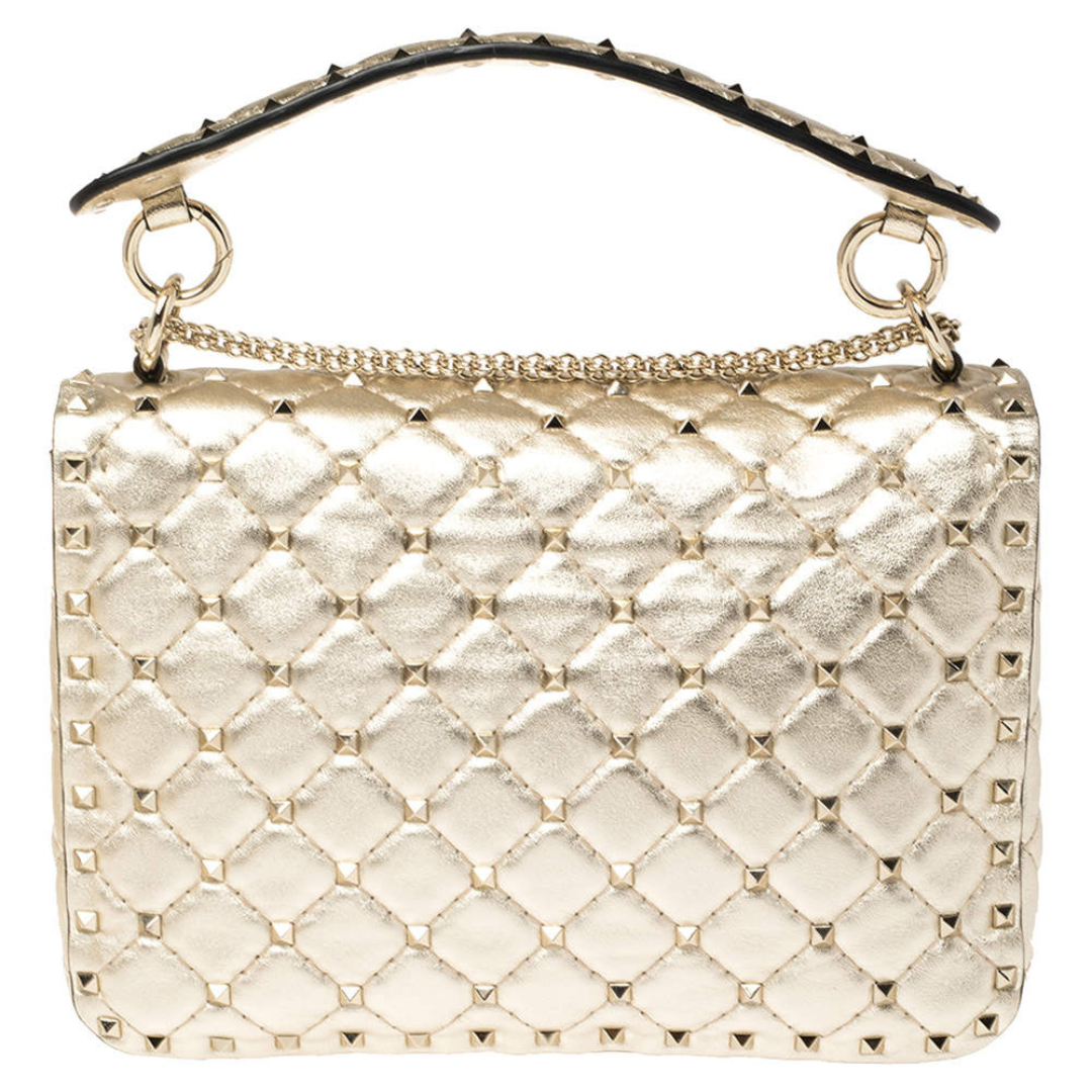 VALENTINO PLATINO QUILTED ROCKSTUD SPIKE