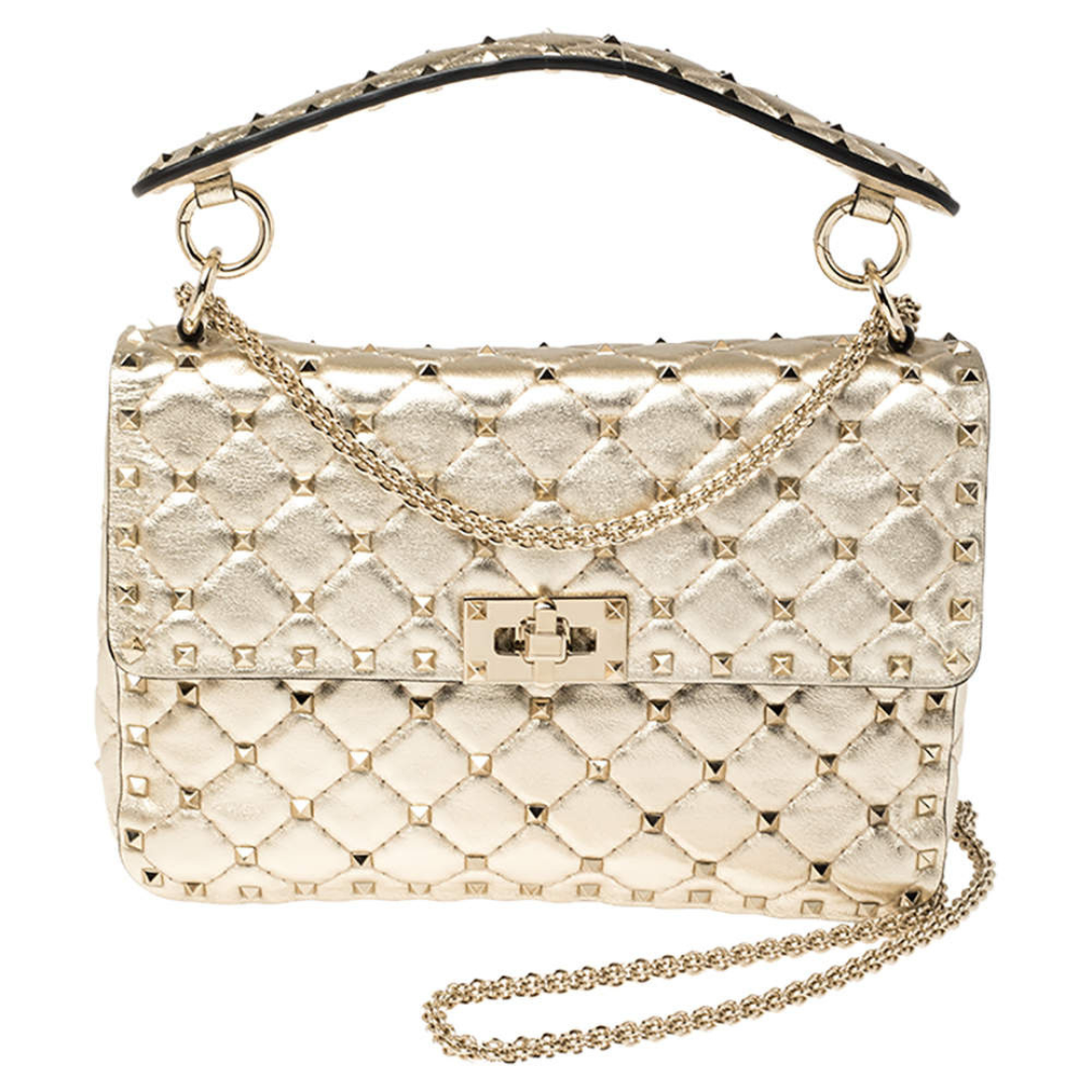 VALENTINO PLATINO QUILTED ROCKSTUD SPIKE