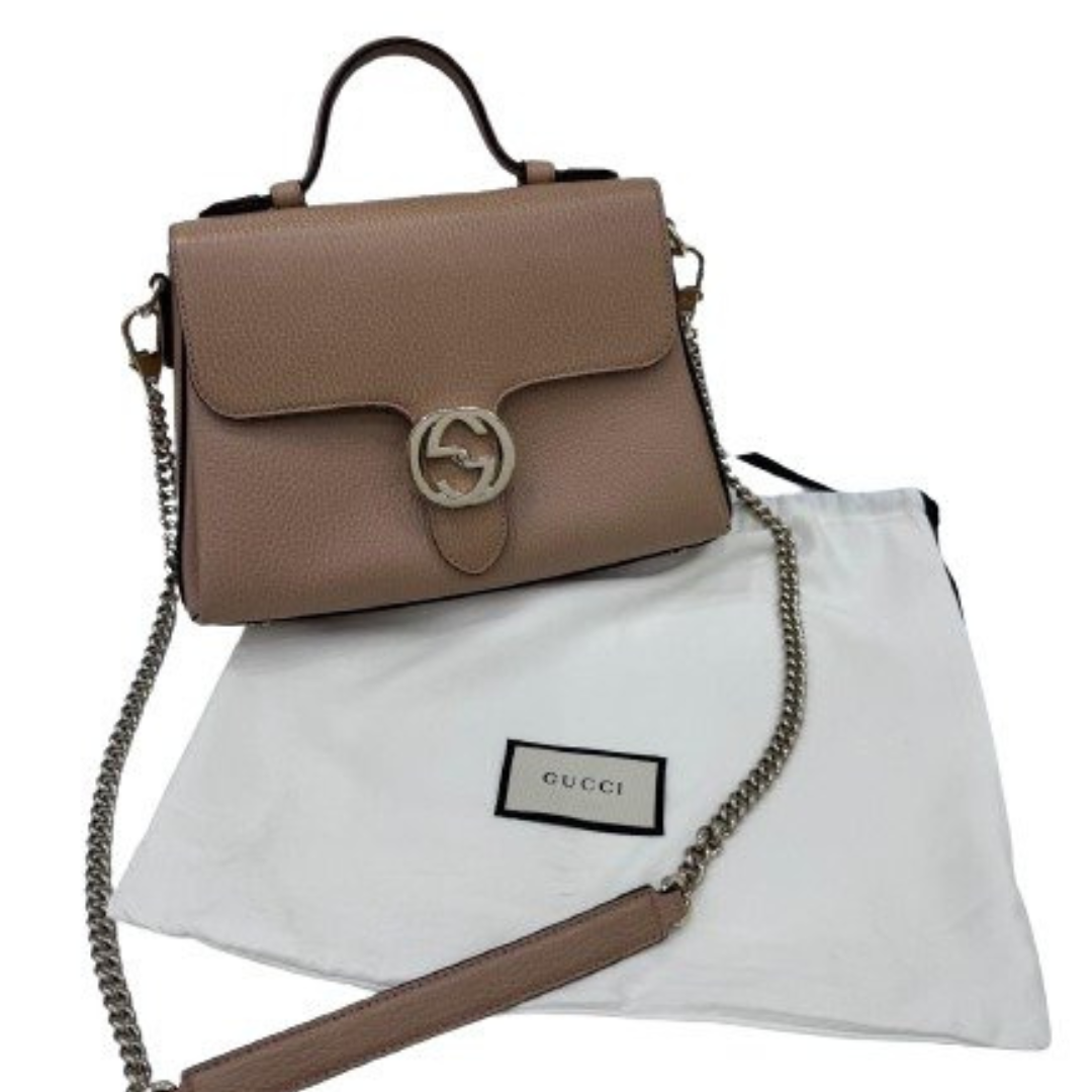 BOLSA GUCCI INTERLOCKING PEQUENA BEGE